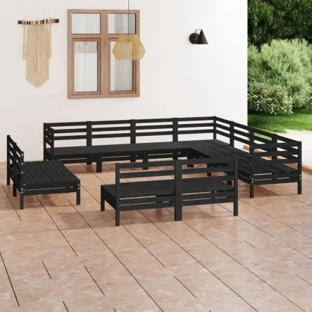 Gartenmöbel-Set 11-teilig aus massivem schwarzem Kiefernholz von vidaXL, Gartensets - Ref: Foro24-3083158, Preis: 585,46 €, R...