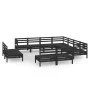 Gartenmöbel-Set 11-teilig aus massivem schwarzem Kiefernholz von vidaXL, Gartensets - Ref: Foro24-3083158, Preis: 585,46 €, R...