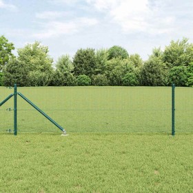 Reja con postes Verde 0.8 x 10 m Acero
