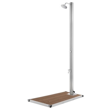 Gartendusche mit braunem Sockel 220 cm aus Edelstahl von vidaXL, Pool- und Spa-Zubehör - Ref: Foro24-3070788, Preis: 352,69 €...