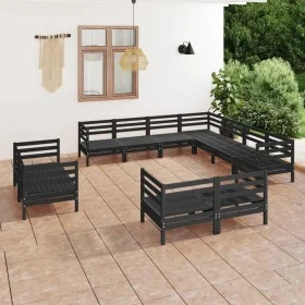 Garden furniture set 11 pieces solid black pine wood by vidaXL, Garden sets - Ref: Foro24-3083218, Price: 621,03 €, Discount: %