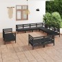 Gartenmöbel-Set 11-teilig aus massivem schwarzem Kiefernholz von vidaXL, Gartensets - Ref: Foro24-3083218, Preis: 638,43 €, R...