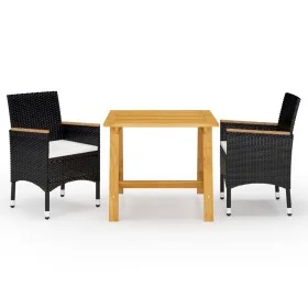 Black 3-Piece Garden Dining Set by vidaXL, Garden sets - Ref: Foro24-3068687, Price: 232,36 €, Discount: %