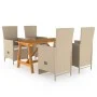 Beige 5-piece garden dining set by vidaXL, Garden sets - Ref: Foro24-3068762, Price: 615,95 €, Discount: %