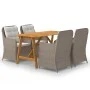 Juego de comedor para jardín 5 piezas marrón de vidaXL, Conjuntos de jardín - Ref: Foro24-3068771, Precio: 652,06 €, Descuent...