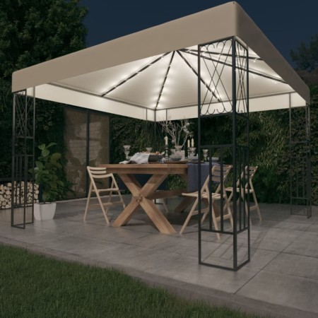 Pavillon mit LED-Lichtbändern 3x3 m aus cremefarbenem Stoff von vidaXL, Zelte und Pavillons - Ref: Foro24-3070326, Preis: 257...