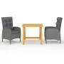 Juego de comedor de jardín de 3 piezas gris de vidaXL, Conjuntos de jardín - Ref: Foro24-3068689, Precio: 366,04 €, Descuento: %