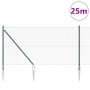 Reja con postes Verde 1 x 25 m Acero