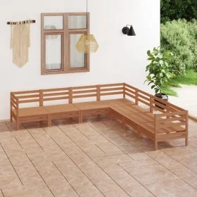7-piece solid pine wood garden furniture set in honey brown. by vidaXL, Garden sets - Ref: Foro24-3083097, Price: 379,37 €, D...