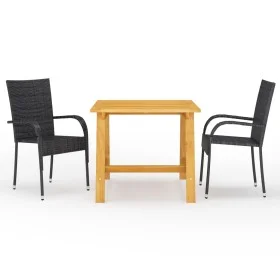 3-piece black garden dining set by vidaXL, Garden sets - Ref: Foro24-3068698, Price: 217,86 €, Discount: %