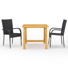 Juego de comedor para jardín 3 piezas negro de vidaXL, Conjuntos de jardín - Ref: Foro24-3068698, Precio: 206,60 €, Descuento: %