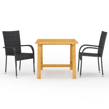 Juego de comedor para jardín 3 piezas negro de vidaXL, Conjuntos de jardín - Ref: Foro24-3068698, Precio: 217,29 €, Descuento: %