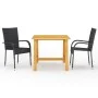 Juego de comedor para jardín 3 piezas negro de vidaXL, Conjuntos de jardín - Ref: Foro24-3068698, Precio: 217,29 €, Descuento: %