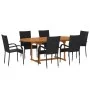 7-teiliges Garten-Essset aus schwarzem synthetischem Rattan von vidaXL, Gartensets - Ref: Foro24-3070758, Preis: 604,02 €, Ra...