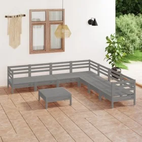 Gartenmöbel-Set 8-teilig aus massivem grauem Kiefernholz von vidaXL, Gartensets - Ref: Foro24-3083101, Preis: 362,99 €, Rabat...