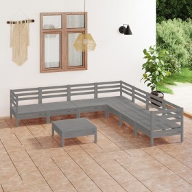 Gartenmöbel-Set 8-teilig aus massivem grauem Kiefernholz von vidaXL, Gartensets - Ref: Foro24-3083101, Preis: 367,72 €, Rabat...