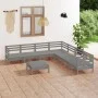 Gartenmöbel-Set 8-teilig aus massivem grauem Kiefernholz von vidaXL, Gartensets - Ref: Foro24-3083101, Preis: 362,99 €, Rabat...