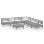 Gartenmöbel-Set 8-teilig aus massivem grauem Kiefernholz von vidaXL, Gartensets - Ref: Foro24-3083101, Preis: 367,72 €, Rabat...