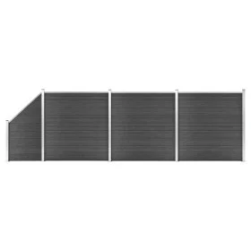 Set de paneles de valla WPC negro 619x(105-186) cm de vidaXL, Paneles de vallas - Ref: Foro24-3070439, Precio: 893,89 €, Desc...