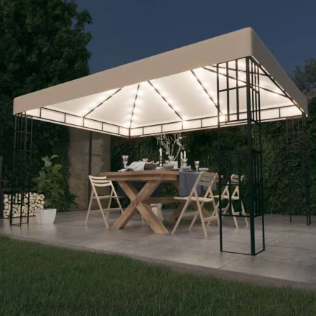 Gazebo with 3x4 m cream LED light strip by vidaXL, Tents and gazebos - Ref: Foro24-3070321, Price: 223,47 €, Discount: %