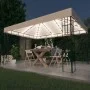 Cenador con tira de luces LED 3x4 m crema de vidaXL, Carpas y cenadores - Ref: Foro24-3070321, Precio: 238,87 €, Descuento: %