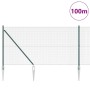 Reja con postes Verde 1 x 100 m Acero