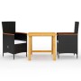 3-teiliges Garten-Esszimmerset schwarz von vidaXL, Gartensets - Ref: Foro24-3068705, Preis: 360,52 €, Rabatt: %