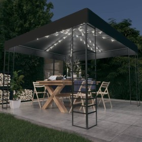 Carpa cenador de jardín con tira de luces LED 3x3 m antracita