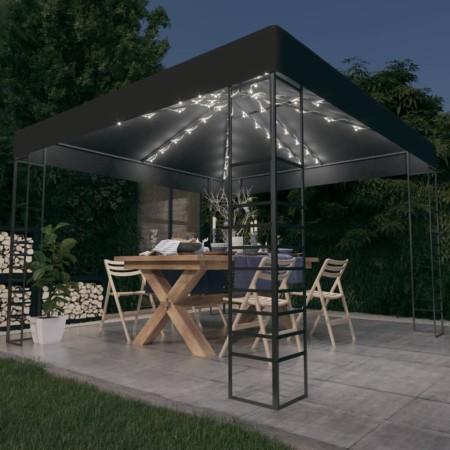Carpa cenador de jardín con tira de luces LED 3x3 m antracita by vidaXL, Tents and gazebos - Ref: Foro24-3070306, Price: 264,...