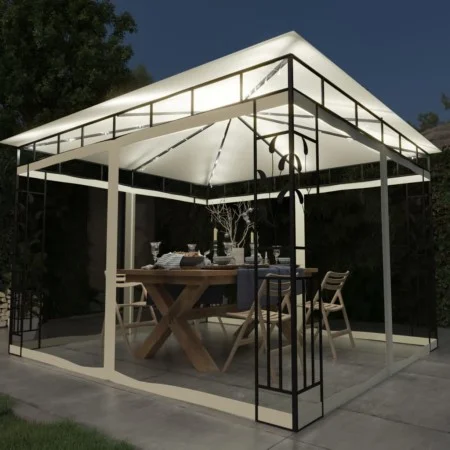 Gazebo with mosquito net and cream LED light strip 3x3x2.73m by vidaXL, Tents and gazebos - Ref: Foro24-3070314, Price: 352,5...