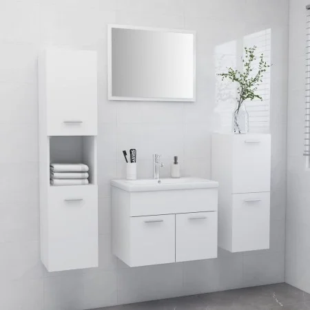 Weißes Badezimmermöbelset aus Holzwerkstoff von vidaXL, Badezimmermöbel - Ref: Foro24-3071360, Preis: 298,17 €, Rabatt: %