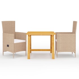 3-teiliges beige Garten-Esszimmerset von vidaXL, Gartensets - Ref: Foro24-3068707, Preis: 338,84 €, Rabatt: %
