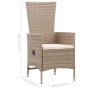 Juego de comedor de jardín 3 piezas beige