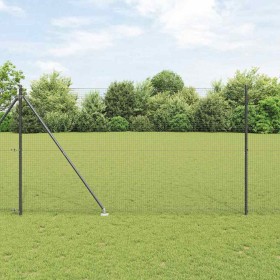 Reja con postes Gris 1.5 x 10 m Acero