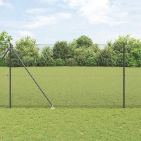 Reja con postes Gris 1.6 x 10 m Acero