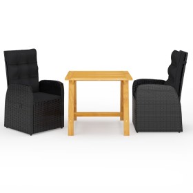3-teiliges Garten-Esszimmerset schwarz von vidaXL, Gartensets - Ref: Foro24-3068711, Preis: 433,71 €, Rabatt: %