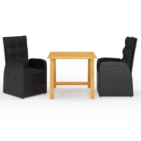 Garden dining set 3 pieces black by vidaXL, Garden sets - Ref: Foro24-3068711, Price: 407,02 €, Discount: %