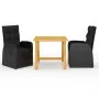 Juego de comedor para jardín 3 piezas negro de vidaXL, Conjuntos de jardín - Ref: Foro24-3068711, Precio: 406,96 €, Descuento: %