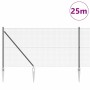 Reja con postes Gris 1 x 25 m Acero