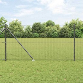 Reja con postes Gris 1 x 25 m Acero