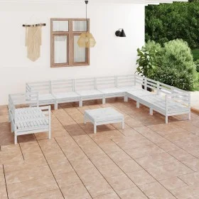 11-teiliges Gartenmöbel-Set aus massivem Kiefernholz weiß von vidaXL, Gartensets - Ref: Foro24-3083200, Preis: 557,98 €, Raba...