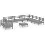 Gartenmöbel-Set 11-teilig aus massivem grauem Kiefernholz von vidaXL, Gartensets - Ref: Foro24-3083201, Preis: 587,10 €, Raba...
