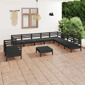 Gartenmöbel-Set 11-teilig aus massivem schwarzem Kiefernholz von vidaXL, Gartensets - Ref: Foro24-3083203, Preis: 578,16 €, R...