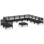 Gartenmöbel-Set 11-teilig aus massivem schwarzem Kiefernholz von vidaXL, Gartensets - Ref: Foro24-3083203, Preis: 578,16 €, R...