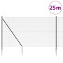 Reja con postes Gris 1.5 x 25 m Acero
