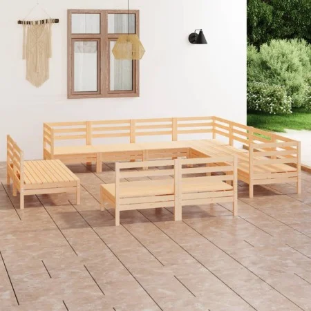 11-teiliges Gartensitzgruppen-Set aus massivem Kiefernholz von vidaXL, Gartensets - Ref: Foro24-3083154, Preis: 467,23 €, Rab...