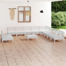 12-teiliges Gartenmöbel-Set aus massivem Kiefernholz weiß von vidaXL, Gartensets - Ref: Foro24-3083150, Preis: 636,64 €, Raba...