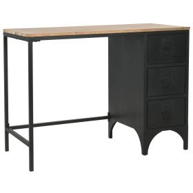 Escritorio con pedestal madera abeto y acero 100x50x76 cm Escritorio con pedestal madera abeto y acero 100x50x76 cm
