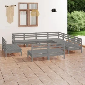 Gartenmöbel-Set 11-teilig aus massivem grauem Kiefernholz von vidaXL, Gartensets - Ref: Foro24-3083156, Preis: 573,00 €, Raba...