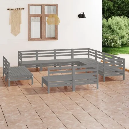 Garden furniture set 11 pieces solid gray pine wood by vidaXL, Garden sets - Ref: Foro24-3083156, Price: 573,00 €, Discount: %